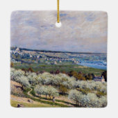 Alfred Sisley - Terrace in Saint-Germain, lente Keramisch Ornament (Achterkant)