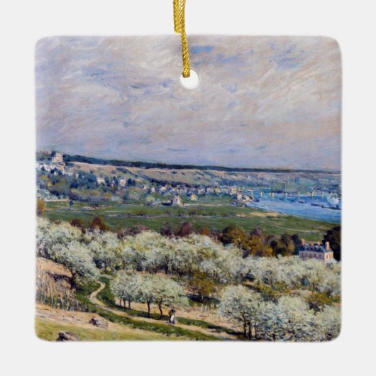 Alfred Sisley - Terrace in Saint-Germain, lente Keramisch Ornament (Voorkant)
