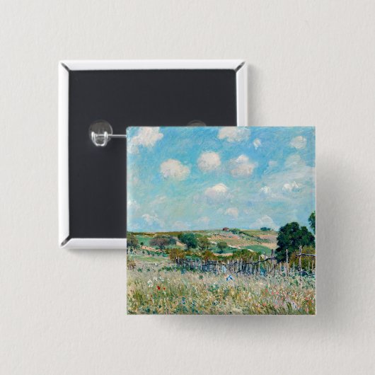 Alfred Sisley - The Meadow Vierkante Button 5,1 Cm (Voorkant /achterkant)