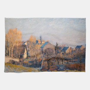 Alfred Sisley - Vorstige ochtend in Louveciennes Theedoek