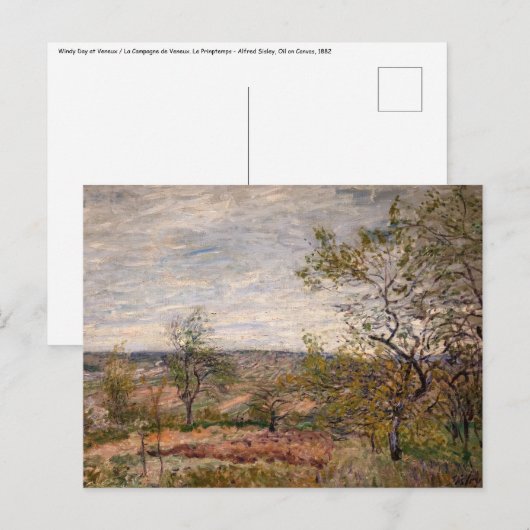 Alfred Sisley - Winderige dag bij Veneux Briefkaart (Voorkant / Achterkant)