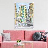 Alfresco dineren in Old Nice | Nice, Frankrijk Canvas Afdruk (Insitu (Woonkamer))