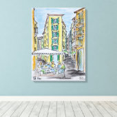 Alfresco dineren in Old Nice | Nice, Frankrijk Canvas Afdruk (Insitu (Houten vloer))