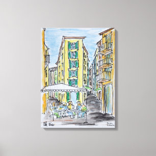Alfresco dineren in Old Nice Nice, Frankrijk Canvas Afdruk