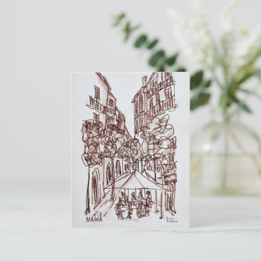 Alfresco Dining in the Evening | Madrid, Spanje Briefkaart (Staand voorkant)