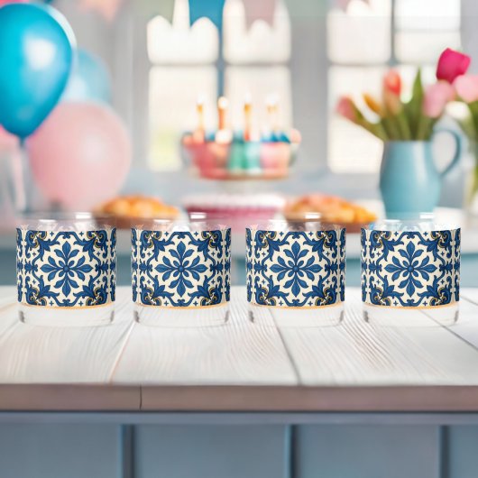 💙 "Alfresco & Fabulous" (set van 4) Whisky Glas (Insitu (Baby Shower))