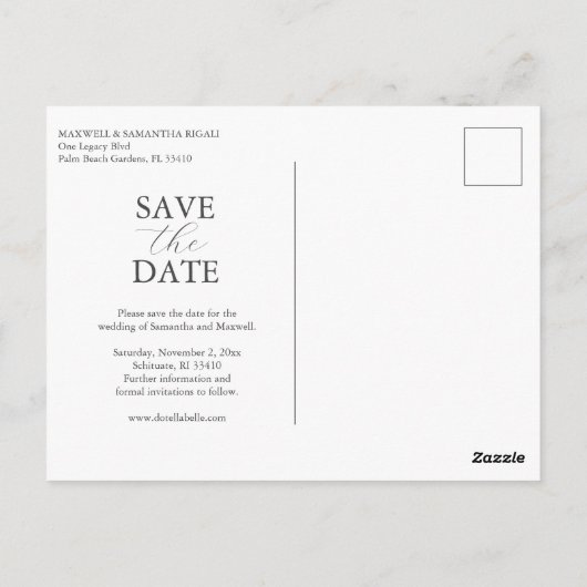 Alfresco Huwelijksthema Save The Date Briefkaart (Achterkant)
