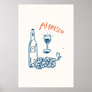 Alfresco Wijnfles Druiven Print Italiaans