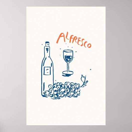 Alfresco Wijnfles Druiven Print Italiaans (Voorkant)