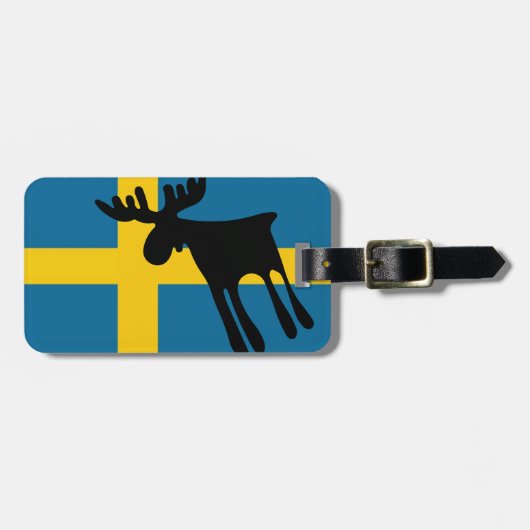 Älg / Moose med Svenska flaggan Bagagelabel (Voorkant horizontaal)