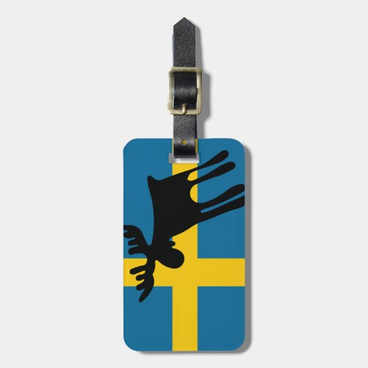 Älg / Moose med Svenska flaggan Bagagelabel (Voorkant verticaal)