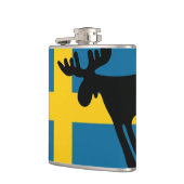 Älg / Moose med Svenska flaggan Heupfles (Links)
