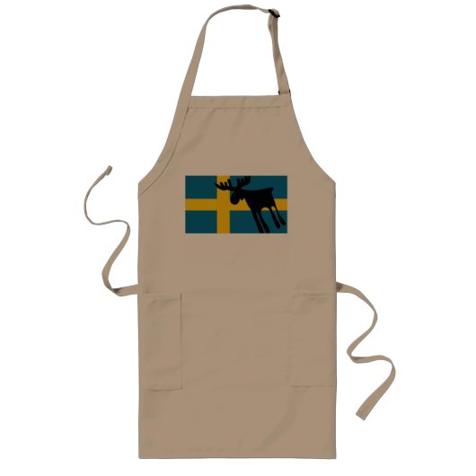 Älg / Moose med Svenska flaggan Lang Schort (Voorkant)
