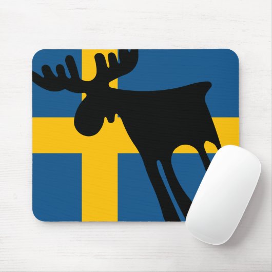 Älg / Moose med Svenska flaggan Muismat (Met muis)