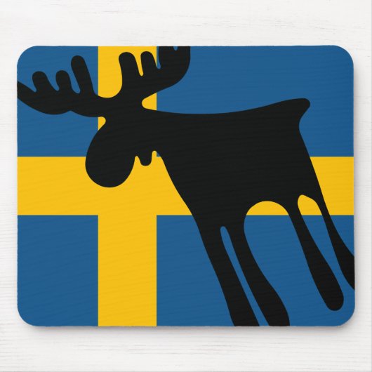 Älg / Moose med Svenska flaggan Muismat (Voorkant)