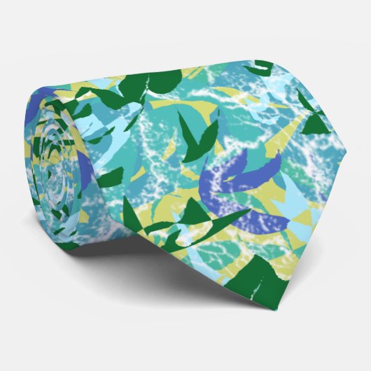 Algae Seaweed Ocean Zee Blue Green Water Stropdas (Opgerold)