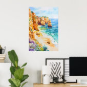 Algarve Aquarel Poster Aquarel Vintage (Thuiskantoor)