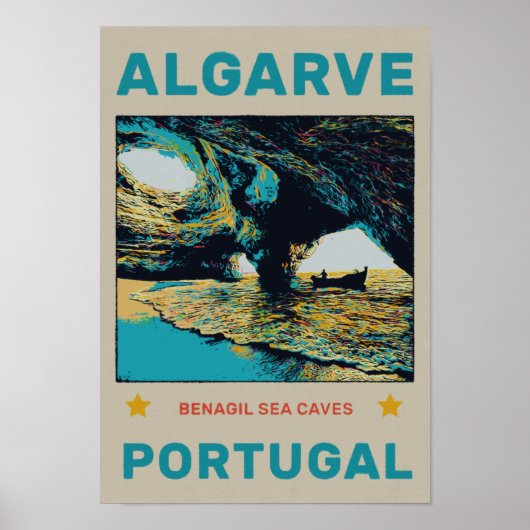 Algarve Benagil grotstraat Portugal vintonage Poster (Voorkant)