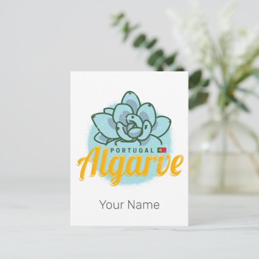 Algarve Portugal Bloem Succulent Souvenir Feestdagenkaart (Staand voorkant)