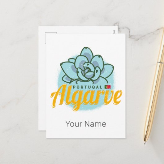 Algarve Portugal Bloem Succulent  Souvenir Feestdagenkaart (Voorkant / Achterkant in situ)