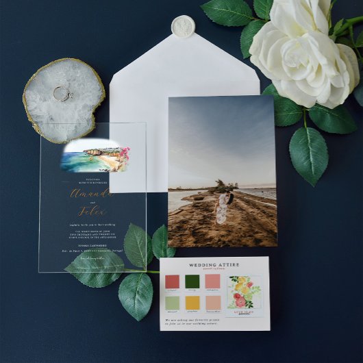 Algarve Portugal bruiloft Acryl Uitnodigingen