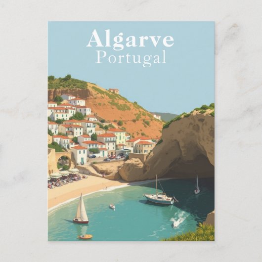 Algarve Portugal European Beach Travel Briefkaart (Voorkant)