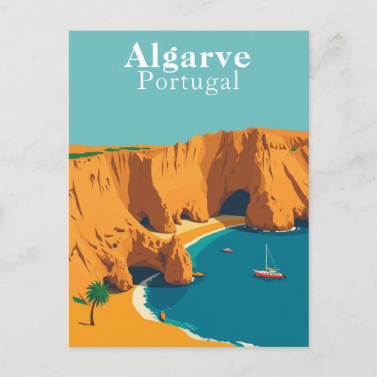 Algarve, Portugal Europese Retro Art Briefkaart (Voorkant)