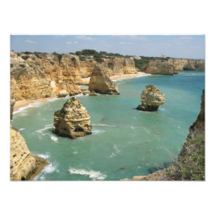 Algarve, Portugal, het strand van Benagil en kliff Foto Afdruk