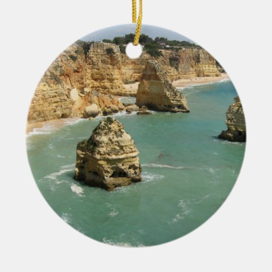 Algarve, Portugal, het strand van Benagil en kliff Keramisch Ornament (Voorkant)