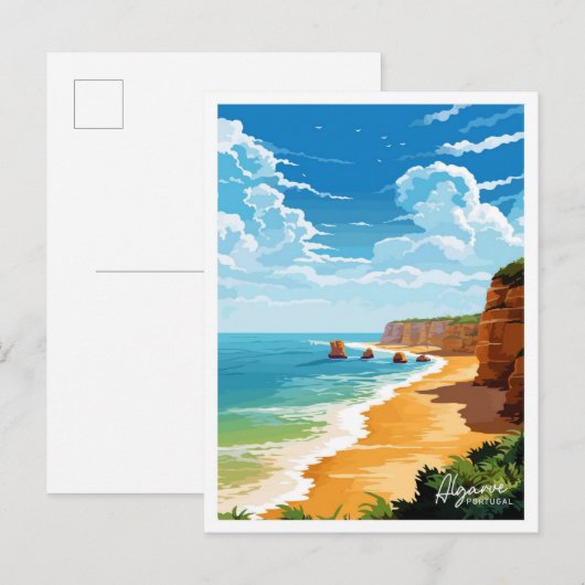 Algarve Portugal Reizen  illustratie Briefkaart (Voorkant / Achterkant)