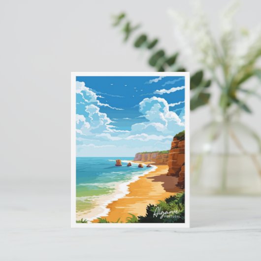 Algarve Portugal Reizen  illustratie Briefkaart (Staand voorkant)