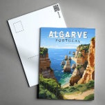 Algarve Portugal Reizen Kunst Vintage Briefkaart<br><div class="desc">Het ontwerp van de vectorkunst van Algarve. De Algarve,  het zuidelijkste gebied van Portugal,  staat bekend om zijn Atlantische stranden en golfterreinen.</div>