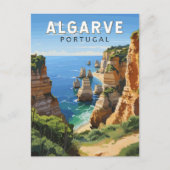 Algarve Portugal Reizen Kunst Vintage Briefkaart (Voorkant)
