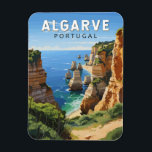 Algarve Portugal Reizen Kunst Vintage Magneet<br><div class="desc">Het ontwerp van de vectorkunst van Algarve. De Algarve,  het zuidelijkste gebied van Portugal,  staat bekend om zijn Atlantische stranden en golfterreinen.</div>
