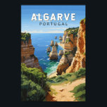 Algarve Portugal Reizen Kunst Vintage Poster<br><div class="desc">Het ontwerp van de vectorkunst van Algarve. De Algarve,  het zuidelijkste gebied van Portugal,  staat bekend om zijn Atlantische stranden en golfterreinen.</div>