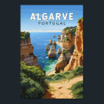 Algarve Portugal Reizen Kunst Vintage Poster<br><div class="desc">Het ontwerp van de vectorkunst van Algarve. De Algarve,  het zuidelijkste gebied van Portugal,  staat bekend om zijn Atlantische stranden en golfterreinen.</div>
