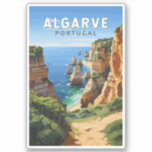 Algarve Portugal Reizen Kunst Vintage Sticker<br><div class="desc">Het ontwerp van de vectorkunst van Algarve. De Algarve,  het zuidelijkste gebied van Portugal,  staat bekend om zijn Atlantische stranden en golfterreinen.</div>