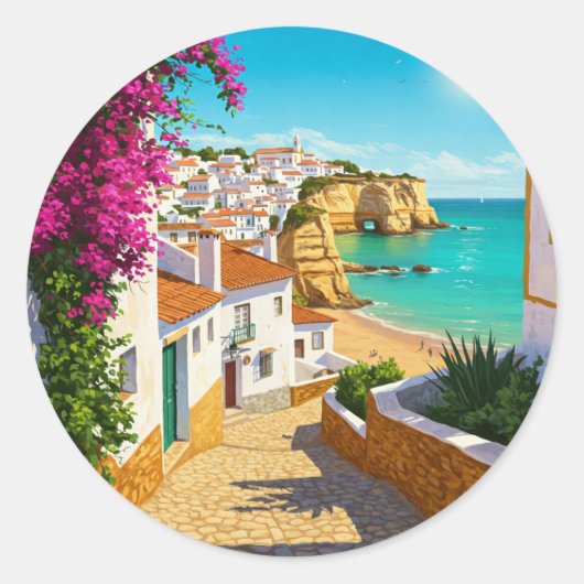 Algarve Portugal Reizen Ronde Sticker (Voorkant)