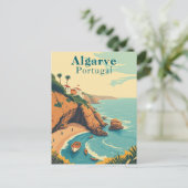 Algarve Portugal Retro Beach Reizen Briefkaart (Staand voorkant)