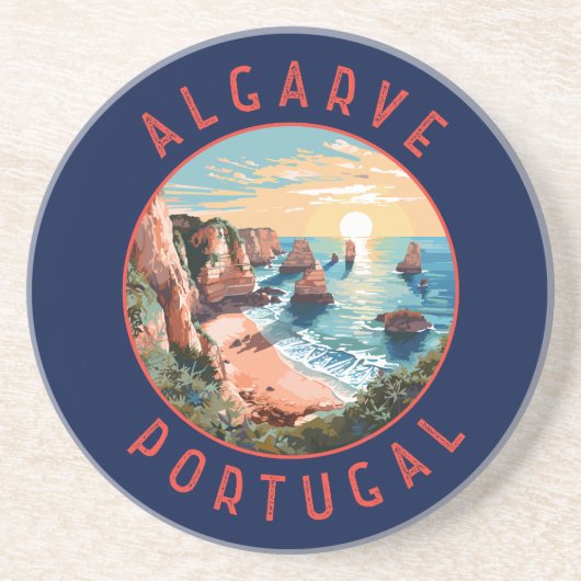 Algarve Portugal retro noodcirkel Zandsteen Onderzetter (Voorkant)