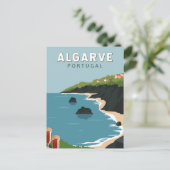 Algarve Portugal Retro Travel Art  Briefkaart (Staand voorkant)