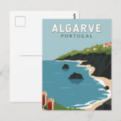 Algarve Portugal Retro Travel Art  Briefkaart (Voorkant / Achterkant)