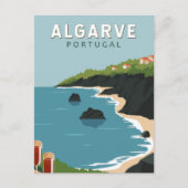 Algarve Portugal Retro Travel Art  Briefkaart (Voorkant)