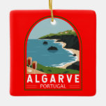 Algarve Portugal Retro Travel Art  Keramisch Ornament<br><div class="desc">Het ontwerp van de vectorkunst van Algarve. De Algarve,  het zuidelijkste gebied van Portugal,  staat bekend om zijn Atlantische stranden en golfterreinen.</div>