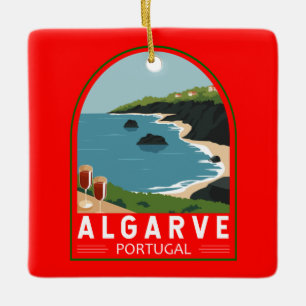 Algarve Portugal Retro Travel Art Keramisch Ornament