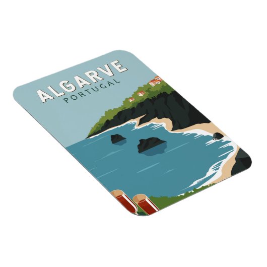 Algarve Portugal Retro Travel Art  Magneet (Rechterzijde)