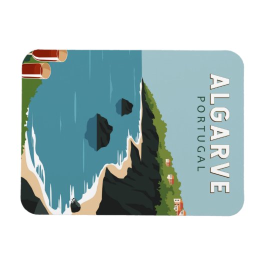 Algarve Portugal Retro Travel Art  Magneet (Horizontaal)