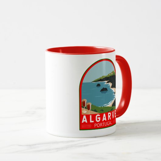 Algarve Portugal Retro Travel Art  Mok (Voorkant rechts)