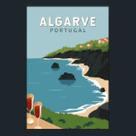 Algarve Portugal Retro Travel Art  Poster<br><div class="desc">Het ontwerp van de vectorkunst van Algarve. De Algarve,  het zuidelijkste gebied van Portugal,  staat bekend om zijn Atlantische stranden en golfterreinen.</div>