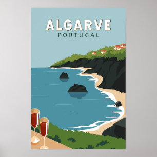 Algarve Portugal Retro Travel Art  Poster